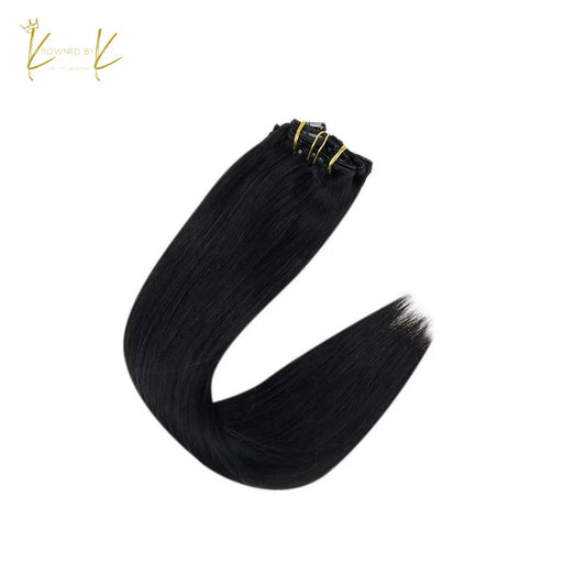 Malaysian Straight 100% Human Hair Seamless PU Clip-Ins 12A