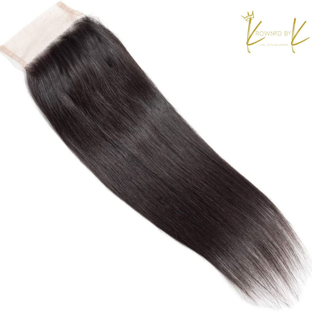 5X5 Closure - Malaysian Straight  Raw Human Hair closure 12A